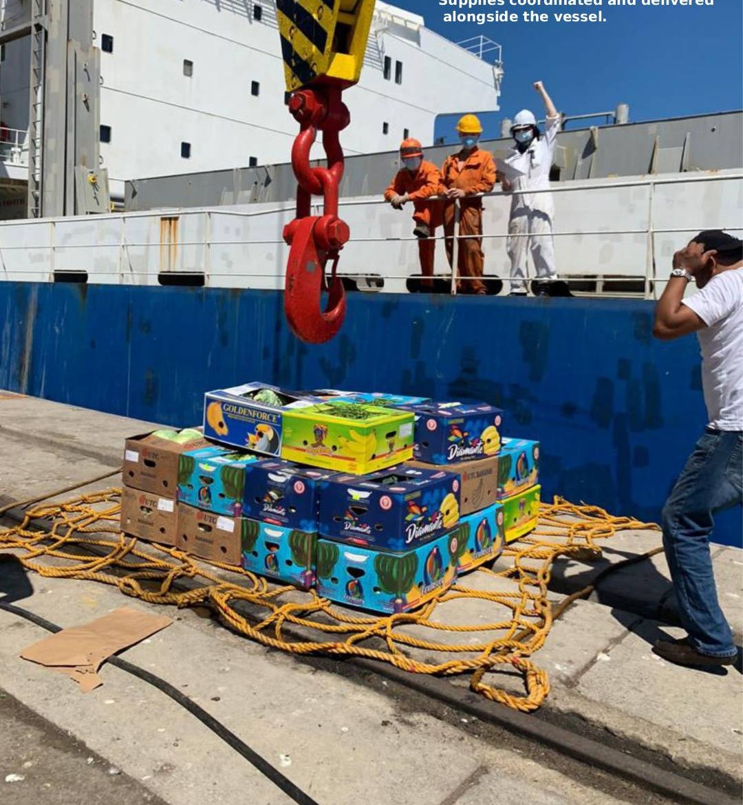 Quayside delivery of provisions alongside a vessel